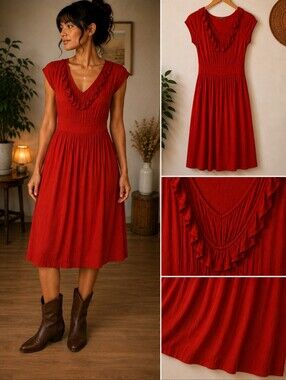 Bella Bird Size M Midi Coral Prairie Dress